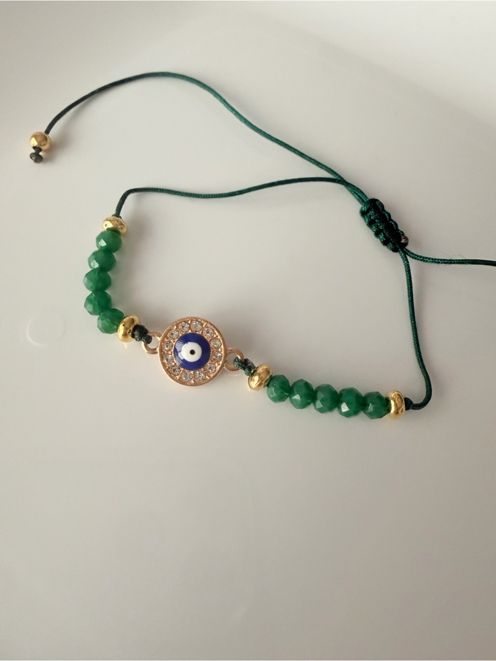 Evil Eye Crystal Bracelet Green Crystal Handmade Adjustable Bohemian Jewelry